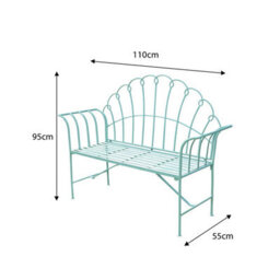 Melody Maison Antique Sage Green Garden Bench - thumbnail 9