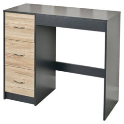 Urbn-Living Urbnliving Height 79.5Cm 3 Drawer Wooden Bedroom Dressing Computer Work Table Desk Black Carcass And Oak Drawers Jewellery