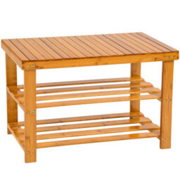 Tectake Shoe Rack - With Bench, 3 Levels Of Shelving, 70 X 28 X 45.5 Cm -  - Brown