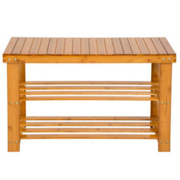 Tectake Shoe Rack - With Bench, 3 Levels Of Shelving, 70 X 28 X 45.5 Cm -  - Brown - thumbnail 3
