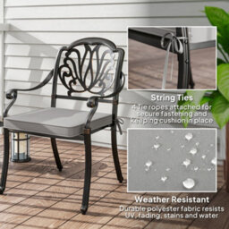 Outsunny 45 X 45Cm Replacement Garden Seat Cushion Pad With Ties, Light Grey - thumbnail 4