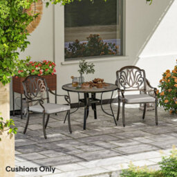 Outsunny 45 X 45Cm Replacement Garden Seat Cushion Pad With Ties, Light Grey - thumbnail 1
