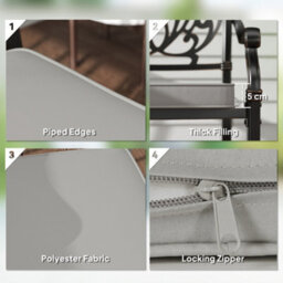 Outsunny 45 X 45Cm Replacement Garden Seat Cushion Pad With Ties, Light Grey - thumbnail 3