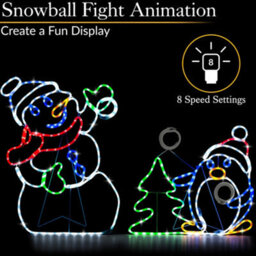 Christow Christmas Led Animated Penguin Snow Fight Decoration - thumbnail 3
