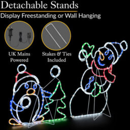 Christow Christmas Led Animated Penguin Snow Fight Decoration - thumbnail 4