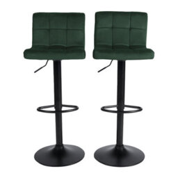 OHS Adjustable Bar Stools X 2 Velvet Swivel Seat Kitchen Chair, Forest Green - thumbnail 6