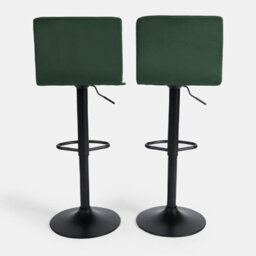 OHS Adjustable Bar Stools X 2 Velvet Swivel Seat Kitchen Chair, Forest Green - thumbnail 5