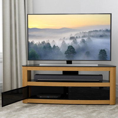 "Avf Affinity Burghley 1.25M Curved Tv Stand, For Tvs Up To 65"" - Oak" - image 1