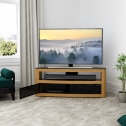 "Avf Affinity Burghley 1.25M Curved Tv Stand, For Tvs Up To 65"" - Oak" - thumbnail 3