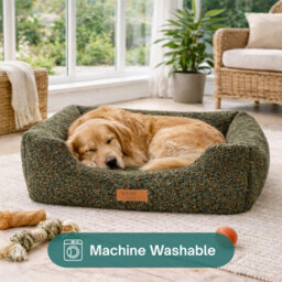 Yes-Online Green Sherpa Dog Bed Large 71Cm Soft Fleece Pet Bed High Wall Washable - thumbnail 4