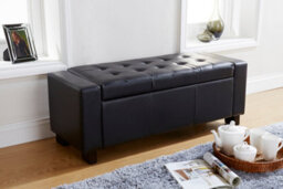 Gfw Verona Faux Leather Storage Ottoman Bench Black