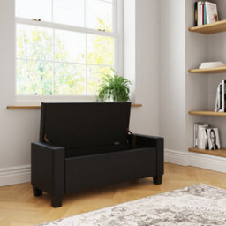 Gfw Verona Faux Leather Storage Ottoman Bench Black - thumbnail 3