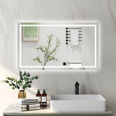 Probaty Bathrooms Bathroom Mirror 1200X700mm Dimmable Led With Anti-Fog Ip44 Rated Illuminated Backlit Wall Mounted Touch Switch Vanity Mirror