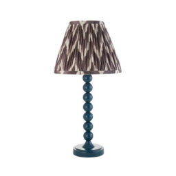 Luminosa Lighting Luminosa Higgledy Gloss Marlin Blue Paint Table Lamp With Pearl Grey Fabric Zigzag Shade 25Cm E14 - thumbnail 7