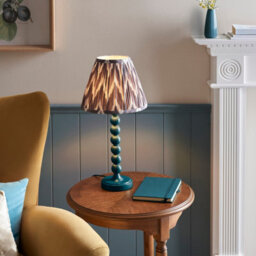 Luminosa Lighting Luminosa Higgledy Gloss Marlin Blue Paint Table Lamp With Pearl Grey Fabric Zigzag Shade 25Cm E14 - thumbnail 2