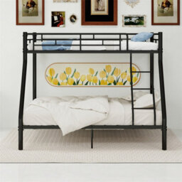 Abrihome Black Metal Bunk Bed With Safety Guardrails & Ladder, Fits 90X190Cm Mattress, For Adults & Kids - thumbnail 8
