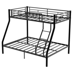 Abrihome Black Metal Bunk Bed With Safety Guardrails & Ladder, Fits 90X190Cm Mattress, For Adults & Kids - thumbnail 6