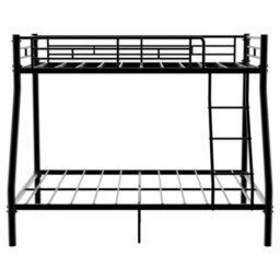 Abrihome Black Metal Bunk Bed With Safety Guardrails & Ladder, Fits 90X190Cm Mattress, For Adults & Kids - thumbnail 7
