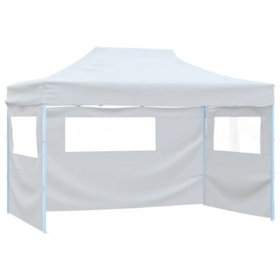 Walplus Professional Folding Party Tent Garden Gazebo Canopy With 3 Sidewalls 3X4 M Steel White - image 1