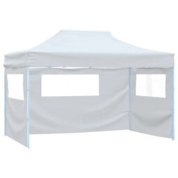 Walplus Professional Folding Party Tent Garden Gazebo Canopy With 3 Sidewalls 3X4 M Steel White - thumbnail 1