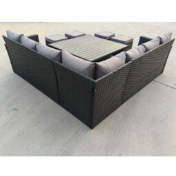 Rosen 11 Seater Rattan Sofa Cube Set With Aluminum Lift-Up Table & Rain Cover - thumbnail 4