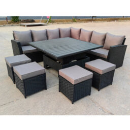 Rosen 11 Seater Rattan Sofa Cube Set With Aluminum Lift-Up Table & Rain Cover - thumbnail 1