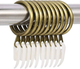 Homeelabador Curtain Rings With Plastic Hooks 24 Pack 40mm Brass Finish Metal Pole Rings And Smooth Gliding Eyelet Clips For Pencil Pinch Pleat
