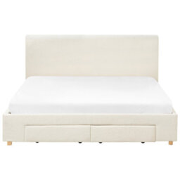 Beliani Bed With Storage Drawers Boucle Soutrin 180 X 200 Cm (Eu Super King) Off-White - thumbnail 7