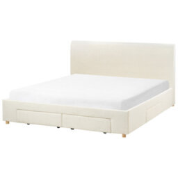 Beliani Bed With Storage Drawers Boucle Soutrin 180 X 200 Cm (Eu Super King) Off-White - thumbnail 5