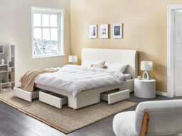 Beliani Bed With Storage Drawers Boucle Soutrin 180 X 200 Cm (Eu Super King) Off-White - thumbnail 2