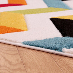 Coral Multicoloured Easy To Clean Geometric Hand Made Modern Dining Room Rug -133Cm (Circle) - thumbnail 4