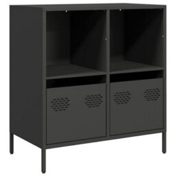 Berkfield Sideboard Black 68X39X73.5 Cm Cold-Rolled Steel - thumbnail 2