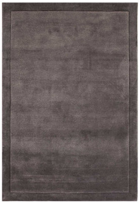 Handmade Modern Easy To Clean Black Shaggy Bordered Plain Wool Rug For Living Area & Bedroom-200Cm X 290 Cm