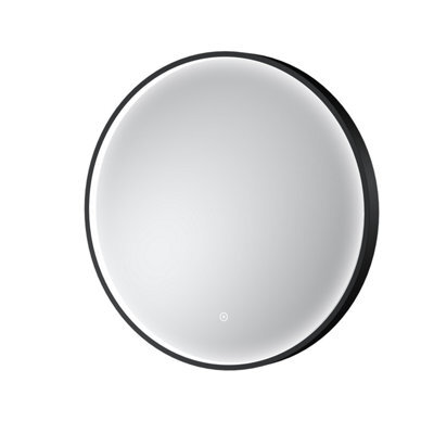 Hudson Reed Mensa Round Led Touch Sensor Inset Framed Mirror With Demister, Matt Black, 600 X 600 mm - image 1
