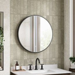 Hudson Reed Mensa Round Led Touch Sensor Inset Framed Mirror With Demister, Matt Black, 600 X 600 mm - thumbnail 2