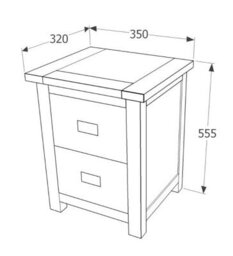 Bozz 2 Drawers Petite Bedside Cabinet Antique Wood Bedroom Dark Brown. - thumbnail 2