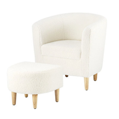 Modern Upholstered Sofa Chair Sherpa Fabric Accent Armchair Leisure Lounge Chair - image 1