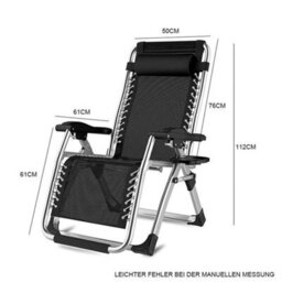 Black Zero Gravity Chair Recliner Outdoor Reclining Sun Lounger W/ Cushion - thumbnail 2