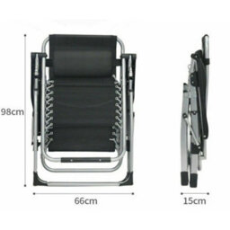 Black Zero Gravity Chair Recliner Outdoor Reclining Sun Lounger W/ Cushion - thumbnail 4