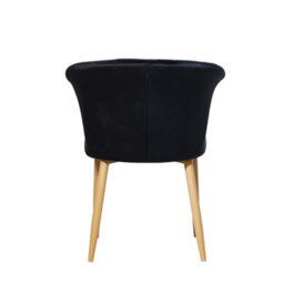 Life Interiors Single Black Elsa Velvet Dining Chair With Wooden Legs, Curved Back & Comfortable Seating - thumbnail 5