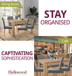 Hallowood Furniture Newquay Oak Fixed Top Table 120Cm With 6 Straight Back Grey Fabric Chairs - thumbnail 6