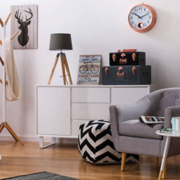 Orsina Tripod Table Lamp, Light Wood Base With Black Metal Detailing, Tapered Fabric Shade Offers Soft - thumbnail 2