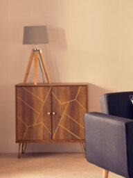 Orsina Tripod Table Lamp, Light Wood Base With Black Metal Detailing, Tapered Fabric Shade Offers Soft - thumbnail 4