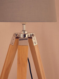 Orsina Tripod Table Lamp, Light Wood Base With Black Metal Detailing, Tapered Fabric Shade Offers Soft - thumbnail 5