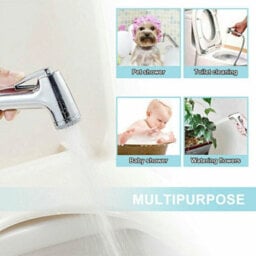 Handheld Bidet Sprayer Set Chrome Shattaf Douche Kit With 1.5M Stainless Steel Hose - thumbnail 4