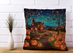 Warren Reed Designer Enchanted Hallowen Pumpkin Patch Cushions 60Cm X 60Cm - thumbnail 2