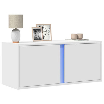 Berkfield Tv Wall Cabinet With Led Lights White 80X31X35 Cm - image 1