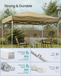 LEDREM Pop Up Gazebo,drizzle-Resistant Folding Canopy Tent, Portable Outdoor Shade Tent With Carry Bag, For Garden, Patio, Market, Beige - thumbnail 4