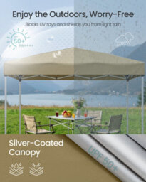 LEDREM Pop Up Gazebo,drizzle-Resistant Folding Canopy Tent, Portable Outdoor Shade Tent With Carry Bag, For Garden, Patio, Market, Beige - thumbnail 5