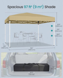 LEDREM Pop Up Gazebo,drizzle-Resistant Folding Canopy Tent, Portable Outdoor Shade Tent With Carry Bag, For Garden, Patio, Market, Beige - thumbnail 6